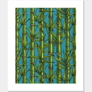 Bamboo forest on blue Posters and Art